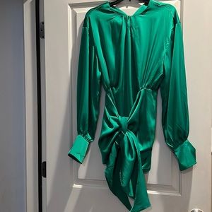 Green dress small ties in front